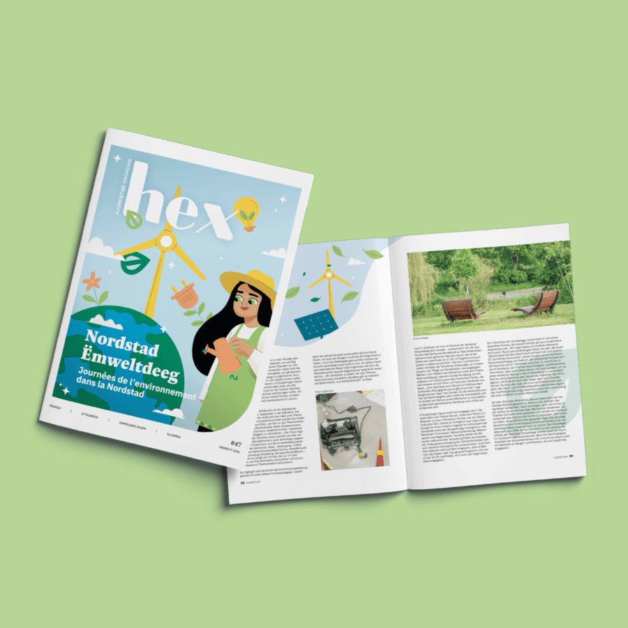 Couverture et double page ouverte du magazine hex de la Nordstad sur les journées de l